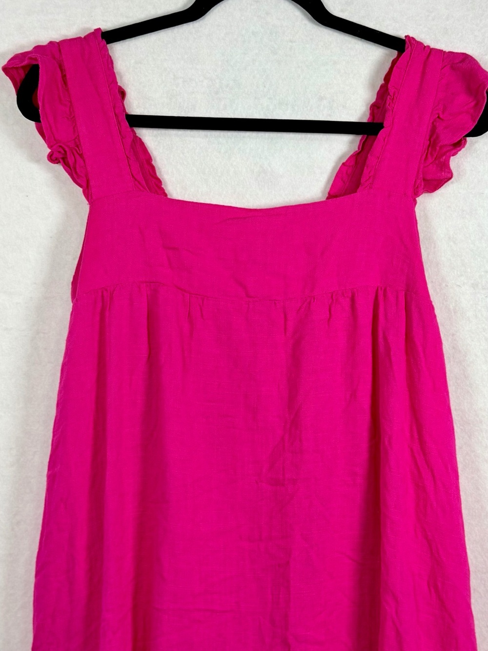 New In Hot Pink Linen Blend Ruffle Mini Dress Medium Cottagecore - Picture 4 of 11